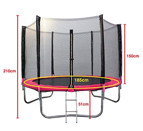 ATAA Cama elástica Infantil 185 - Rosa Cama elástica para niños Muy Resistente y Segura. Apta para Exteriores y Jardines 1,85 Metros