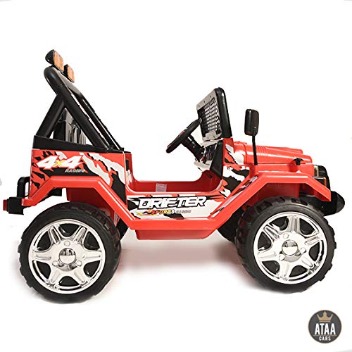 ATAA Coche eléctrico para niños Estilo Jeep 4x4 Wrangler Dos plazas 12v - Rojo