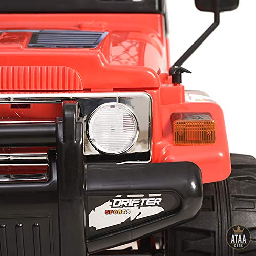 ATAA Coche eléctrico para niños Estilo Jeep 4x4 Wrangler Dos plazas 12v - Rojo