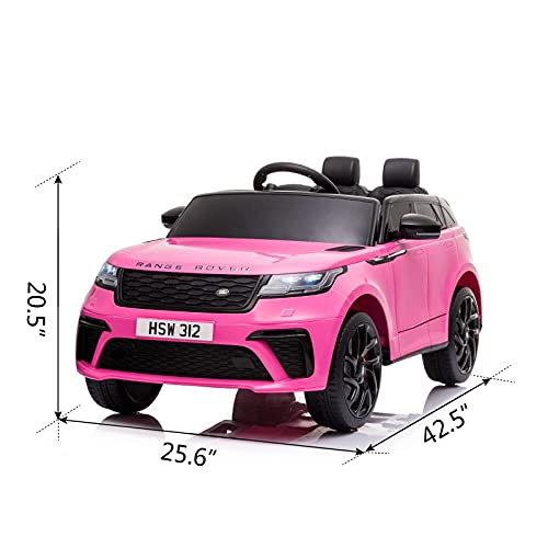 ATAA Land Rover Range Rover VELAR 12V - Rosa -Coche eléctrico para niños Land Rover Range Rover Velar 12v con Licencia Oficial de Land Rover y Mando para Padres