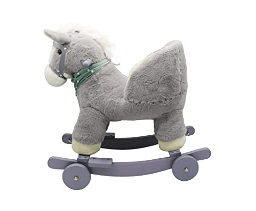 ATAA Toys Balancín Caballo Convertible 2 en 1 - Gris - Caballito balancín y Corre pasillos de Peluche para niños y niñas