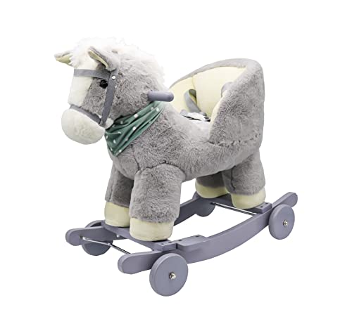 ATAA Toys Balancín Caballo Convertible 2 en 1 - Gris - Caballito balancín y Corre pasillos de Peluche para niños y niñas