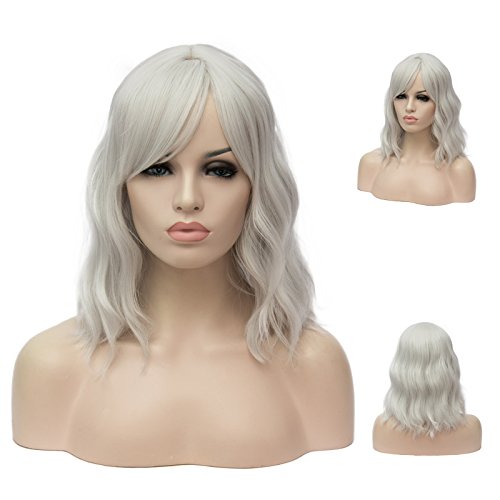 ATAYOU® Nuevo Diseño Rizado Corto Bob Pelucas - Moda Gris Sintético Cosplay Pelucas Para Mujeres Fancy Dress