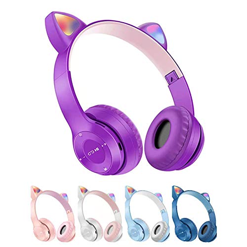 Aubess Auriculares Bluetooth para niños, auriculares inalámbricos para niños, con micrófono para niños, 10 horas de tiempo de reproducción, carga de 3,5 mm, regalos para niñas y niños