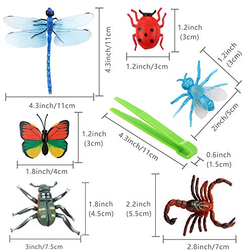 Auihiay 58 Piezas de Juguetes de plástico para Insectos, Surtidos, Juguetes para niños pequeños con Pinzas de plástico para la educación de los niños