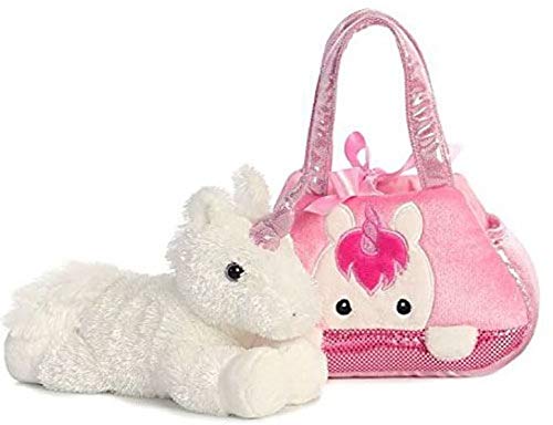 Aurora 32791, Fancy Pals Peek-A-Boo, Princesa Kitty + 32795 Bolso Fancy PAL Peek-A-Boo para Mascotas, Unicornio, 21 Cm, Rosa