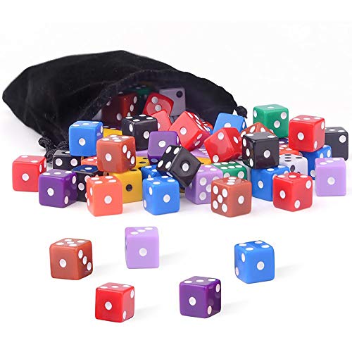 AUSTOR 100 Piezas, Juego de Dados, 10 Colores Square Corner Dados con Free Bolsa de Almacenamiento, Jugar Juegos como Tenzi, Farkle, Yahtzee, Bunco o la enseñanza de Las matemáticas