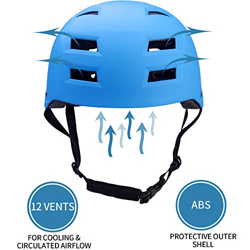 Automoness Casco Skate,Casco Bicicleta con CE Certifiacdo,Unisex Adultos Jovenes Ninos.Multi-Deporte para Ciclismo,Skate, Esquí, Patinaje,3 Tamaño (Azul, Large)