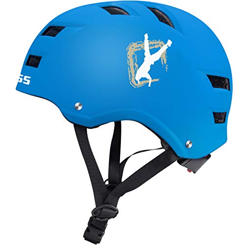 Automoness Casco Skate,Casco Bicicleta con CE Certifiacdo,Unisex Adultos Jovenes Ninos.Multi-Deporte para Ciclismo,Skate, Esquí, Patinaje,3 Tamaño (Azul, Large)