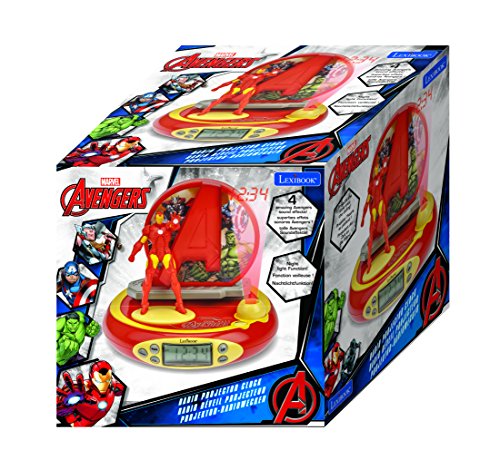 Avengers Avengers-RP510AV Marvel, Vengadores, Iron Man-Radio Reloj Despertador con proyección Luminosa de la Hora (RP510AV), Color Rosso, Estándar (Lexibook