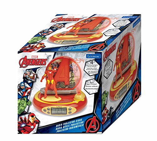 Avengers Avengers-RP510AV Marvel, Vengadores, Iron Man-Radio Reloj Despertador con proyección Luminosa de la Hora (RP510AV), Color Rosso, Estándar (Lexibook