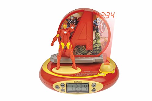 Avengers Avengers-RP510AV Marvel, Vengadores, Iron Man-Radio Reloj Despertador con proyección Luminosa de la Hora (RP510AV), Color Rosso, Estándar (Lexibook