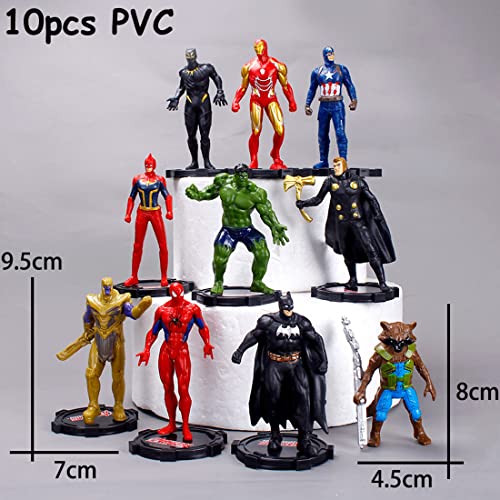 Avengers Cake Topper-Tomicy 10 Piezas Decoración De Pastel De Superhéroes Cake Topper Superhero Decoración de pastel de cumpleaños de Avengers para Juguete Figura Mini Doll Decoraciones