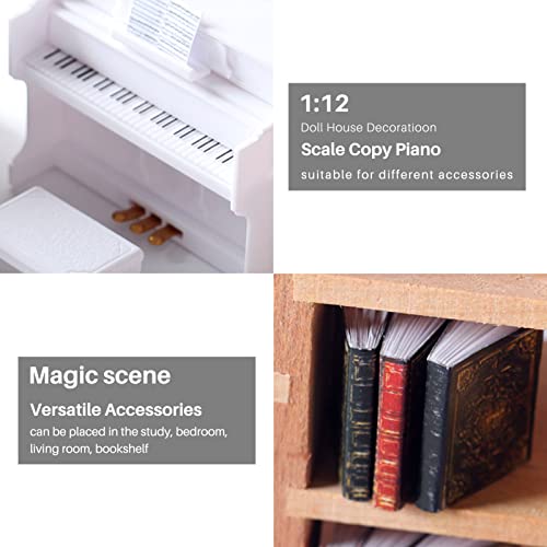 AWSOO 1: 12 Piano Muebles de Casa de Muñecas, Miniatura Violín Casas de Muñecas Accesorios Libro Niños Juguete Regalo