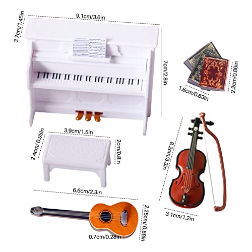 AWSOO 1: 12 Piano Muebles de Casa de Muñecas, Miniatura Violín Casas de Muñecas Accesorios Libro Niños Juguete Regalo