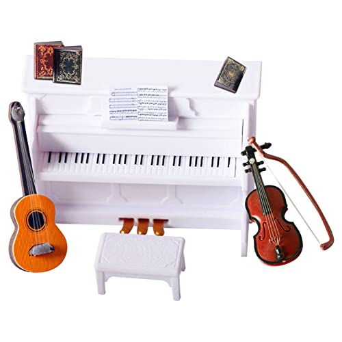 AWSOO 1: 12 Piano Muebles de Casa de Muñecas, Miniatura Violín Casas de Muñecas Accesorios Libro Niños Juguete Regalo