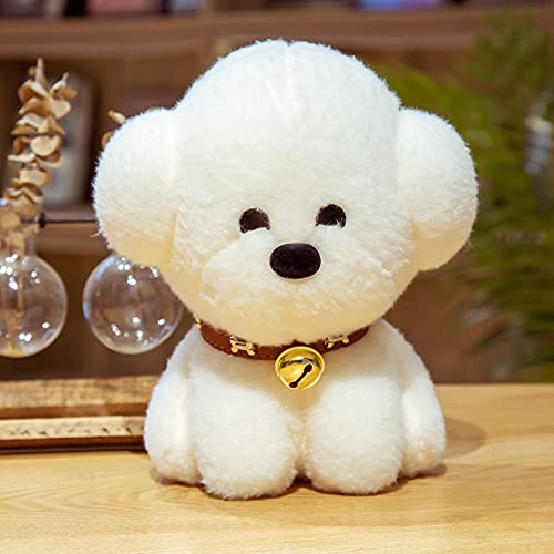 AYQX 25cm-50cm Lindo Perrito Blanco de Felpa Sombrero Suave marrón Pajarita Rosa Cachorro Peluches de Peluche para niños Regalo de cumpleaños de Vacaciones 23-25cm Campanilla marrón