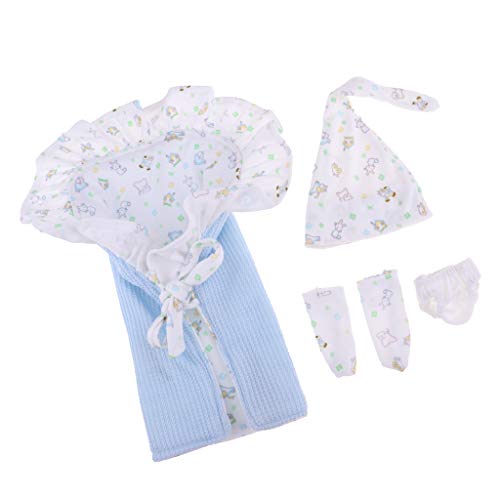 B Baosity Kit de Sombrero Calcetines Ropa Interior Calzoncillos Manta Juguete Eductivo para 26-28cm Muñeca Renacido Accs - Azul