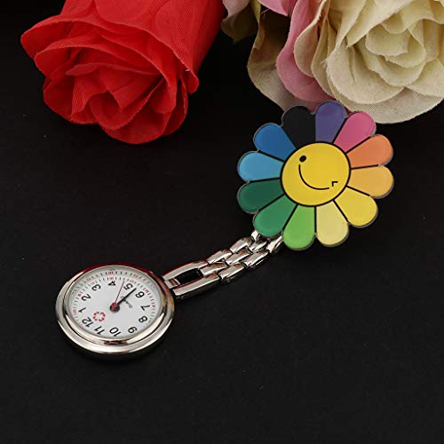 B Baosity Reloj de Bolsillo con Solapa de Reloj de Enfermera con Clip en Forma de Fresa Y Flor Rosa de Color Caramelo - e