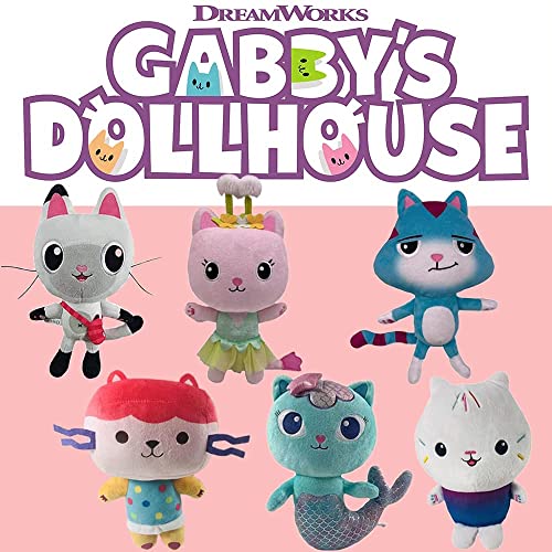 B jade Gabbys Doll House Plush Suit, Catrat, Kitty Fairy Soft Plush Doll Toy Pandy Paws, Mercat, Cakey Cat, Baby Box Regalos para Niños Y Niñas (6 Piezas)