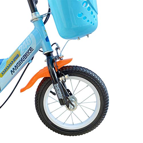 B065 Bicicleta Magic para niños talla 16 con cesta y ruedines 5-7 años AZUL