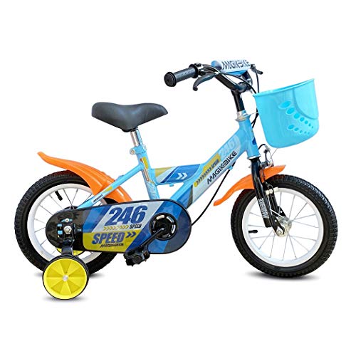 B065 Bicicleta Magic para niños talla 16 con cesta y ruedines 5-7 años AZUL