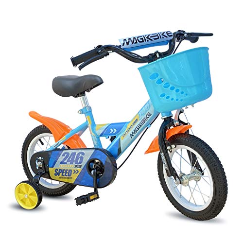 B065 Bicicleta Magic para niños talla 16 con cesta y ruedines 5-7 años AZUL