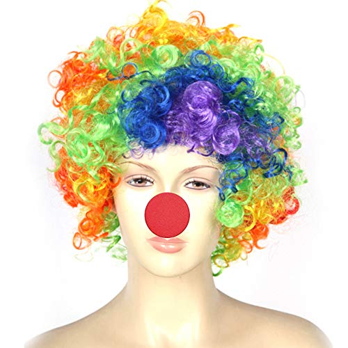 Baanuse Payaso Peluca y Nariz, para Adulto Niños Halloween Clown Cosplay