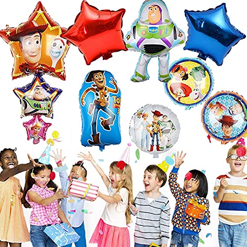 Babioms Globo de Toy Story, 9 pcs Toy Story Globo de Helio,Globos Toy Story de Papel de Aluminio, Toy Story Globos Fiesta,Suministros de Decoración de Cumpleaños Para Niños