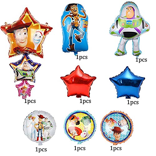 Babioms Globo de Toy Story, 9 pcs Toy Story Globo de Helio,Globos Toy Story de Papel de Aluminio, Toy Story Globos Fiesta,Suministros de Decoración de Cumpleaños Para Niños