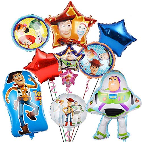 Babioms Globo de Toy Story, 9 pcs Toy Story Globo de Helio,Globos Toy Story de Papel de Aluminio, Toy Story Globos Fiesta,Suministros de Decoración de Cumpleaños Para Niños