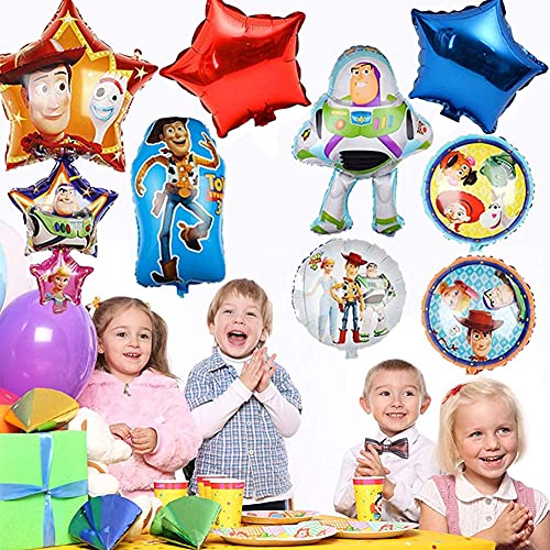 Babioms Globo de Toy Story, 9 pcs Toy Story Globo de Helio,Globos Toy Story de Papel de Aluminio, Toy Story Globos Fiesta,Suministros de Decoración de Cumpleaños Para Niños