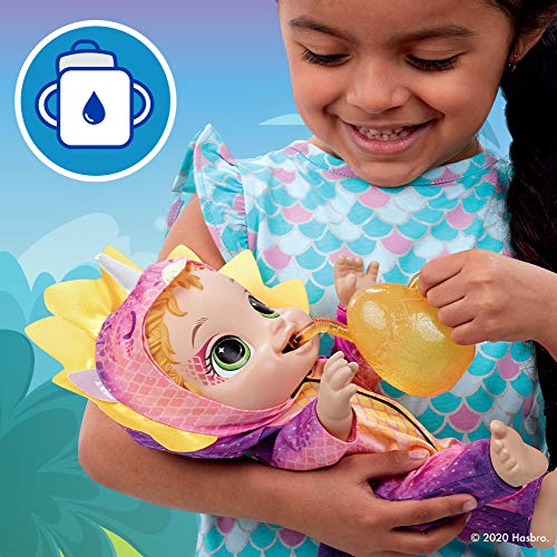 Baby Alive Dino Cuties Muñeca Triceratops, Accesorios para muñecas, Bebidas, húmedos, Triceratops Dinosaurio Juguete para niños a Partir de 3 años, Pelo Rubio