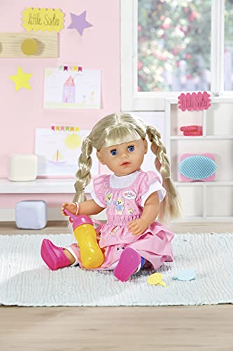 BABY born Kindergarden Little Sister - Muñeca de 36 cm con 7 funciones y ropa, Para manos pequeñas, Promueve la empatía y las habilidades sociales, Para niños a partir de 2 años