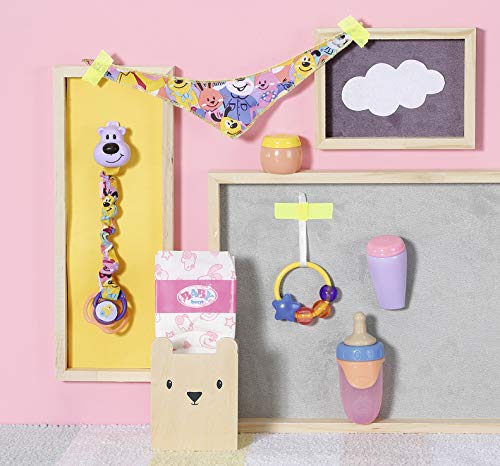 BABY born Set Básico con Chupete Mágico para Muñecas de 43 cm, Para Niñas de 3 Años en Adelante, Fácil para Manos pequeñas, Incluye Chupete con Cadena, Pañal, Anillo de Juguete y Más