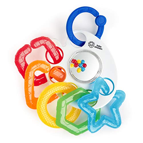 Baby Einstein Sonajero equipado con 5 anillos de dentición en diferentes formas, sin BPA.