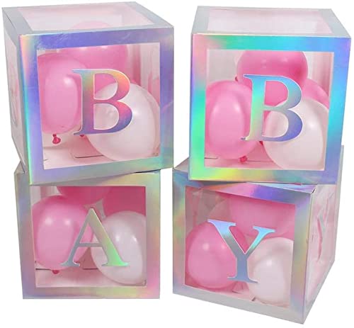 Baby Shower Revelación Sexo Bebe Cajas para globos transparentes con Letras Baby Incluye Decoración de Globos para Cumpleaños Niña, Niño Fiesta box gender reveal + 1 Hinchador de globos manual (niño)