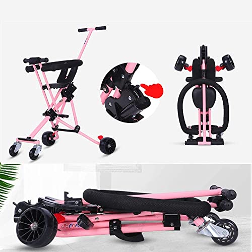 Baby Trike Carrito para niños, bicicleta plegable, cochecito de para exteriores, diseño de un paso, ligero, para viajes en avión, para niños de 2 a 5 años s para niños de 1 a 3 años Happy house