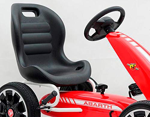 Babycoches Kart de Pedales - Coche de Pedales - Go Kart - Fiat Abarth, Ruedas neumaticas, carenado de Proteccion, Freno de Mano, Asiento Regulable, Color Rojo