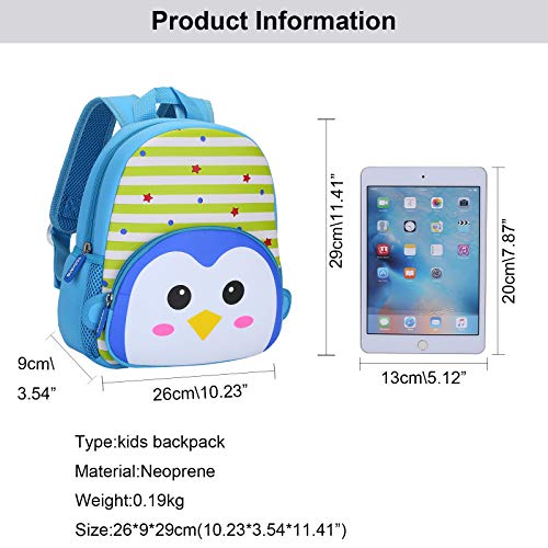 BAIGIO Mochila Infantil Kindergarten,Pequeñas Mochilas Bolsas Escolares de Dibujos Animados Animales para Niñas Primaria Linda Bolso Bebe Guarderia Preescolar para 2-5 Años (Pingüino)