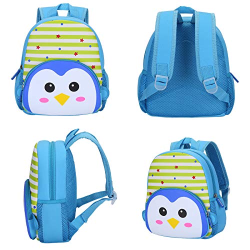 BAIGIO Mochila Infantil Kindergarten,Pequeñas Mochilas Bolsas Escolares de Dibujos Animados Animales para Niñas Primaria Linda Bolso Bebe Guarderia Preescolar para 2-5 Años (Pingüino)