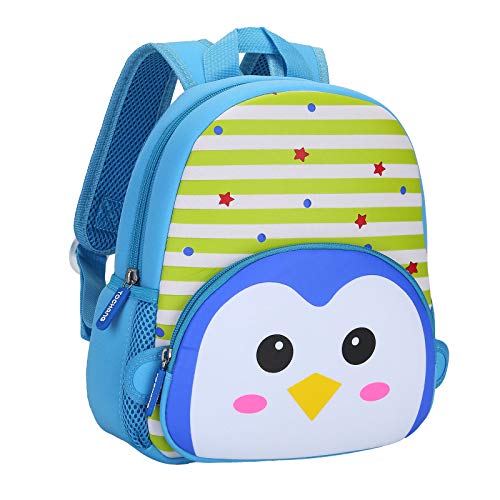 BAIGIO Mochila Infantil Kindergarten,Pequeñas Mochilas Bolsas Escolares de Dibujos Animados Animales para Niñas Primaria Linda Bolso Bebe Guarderia Preescolar para 2-5 Años (Pingüino)