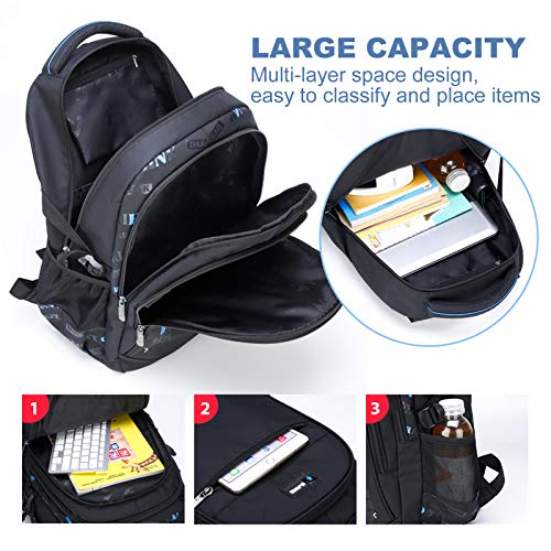 BAIJIAWEI - Niños Mochila para Cole Impermeable Resistente con Correas Transpirable Mochila Escolar para Adolescentes Vuelta al Cole Backpack for School - 35 L - Azul