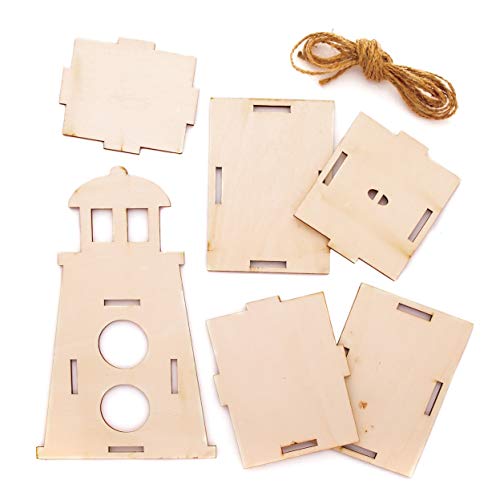 Baker Ross AW445 - Kit de casitas de madera para pájaros en forma de faro (Pack de 2) Casitas para pájaros para pintar y decorar