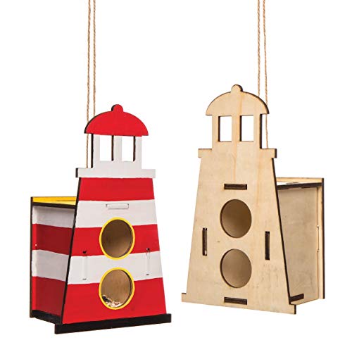 Baker Ross AW445 - Kit de casitas de madera para pájaros en forma de faro (Pack de 2) Casitas para pájaros para pintar y decorar