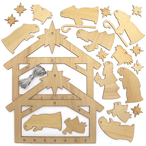 Baker Ross AX578 Kit Móviles De Natividad De Madera - Paquete De 2, Decoraciones Navideñas Para Que Los Niños Hagan Y Exhiban, Proyecto Ideal De Manualidades Y Manualidades Para Niños