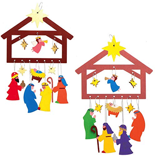 Baker Ross AX578 Kit Móviles De Natividad De Madera - Paquete De 2, Decoraciones Navideñas Para Que Los Niños Hagan Y Exhiban, Proyecto Ideal De Manualidades Y Manualidades Para Niños