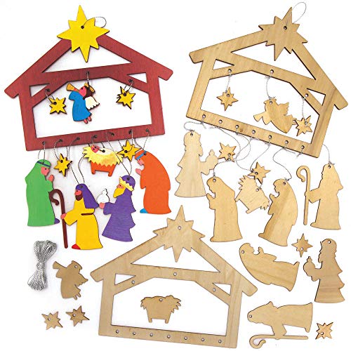 Baker Ross AX578 Kit Móviles De Natividad De Madera - Paquete De 2, Decoraciones Navideñas Para Que Los Niños Hagan Y Exhiban, Proyecto Ideal De Manualidades Y Manualidades Para Niños