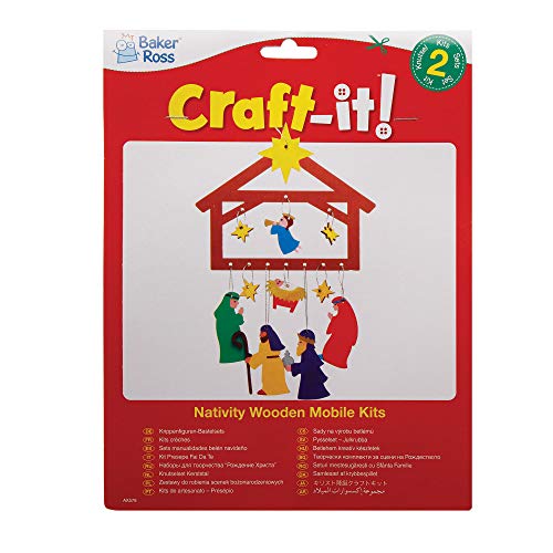 Baker Ross AX578 Kit Móviles De Natividad De Madera - Paquete De 2, Decoraciones Navideñas Para Que Los Niños Hagan Y Exhiban, Proyecto Ideal De Manualidades Y Manualidades Para Niños