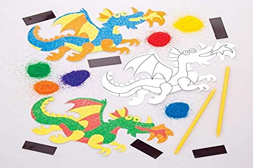 Baker Ross- Kits de imanes de dragones para decorar con arena (Pack de 6) - Actividad de manualidades infantiles